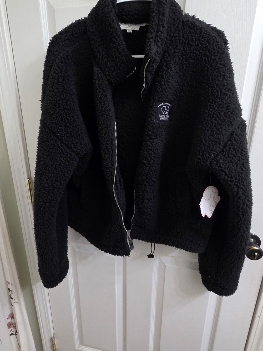ivory ella Black Sherpa Zip-Up Teddy Jacket